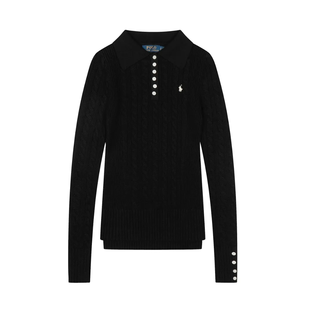 P250 top quality" Style number: DS050# (not off the shelves all year round) [Ralph Lauren lapel twist solid color basic pony embroidery logo goddess sweater] ✅Ralph Lauren Ralph Lauren goddess slim fit POLO lapel twist knit open chest autumn and winter sweater ✅Main supplier platform live broadcast Wholesale entity Wholesale entity Replenish when out of stock Not off the shelf ✅ZP quality 1:1 version Scan the code to enter the GF website Counter quality ✅Details and quality are the only one in Guangzhou. Imported quality cotton yarn, focusing on high-end, cost-effective, good quality needless to say. ✅Restore the original version. The maximum size can be worn up to 150 pounds. Loose, comfortable and stress-free. ✅The upper body is simple and easy to put on. A must-have for goddess ootd. Good-looking clothes are never picky. A must-have in the goddess's wardrobe. Size: S-XL. Color: black, milky white, gray, navy blue, burgundy.